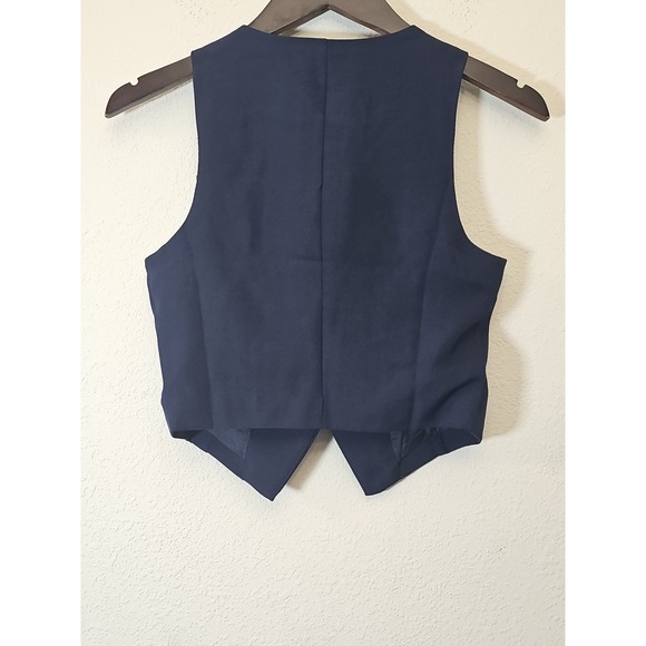 Monteau Los Angeles Navy Blue Sleeveless Blazer Vest Size Small - Picture 4 of 9